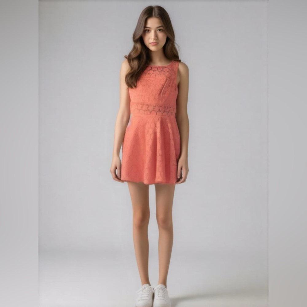 TRIXI.NYC Women's Sleeveless Eyelet Dress - Size 3 - Coral